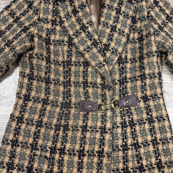 Soft Surroundings Yorkshire Houndstooth Green Tweed Coat Size Petite Small - Picture 8 of 10